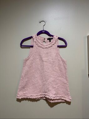 ☀️Banana Republic Blush Pink Fringe-Trim Tweed Tank